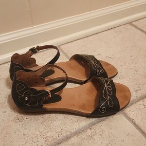 Pikolinos Women's Black & Tan Sandals w/ Ankle Straps Size 41 US 10-10.5